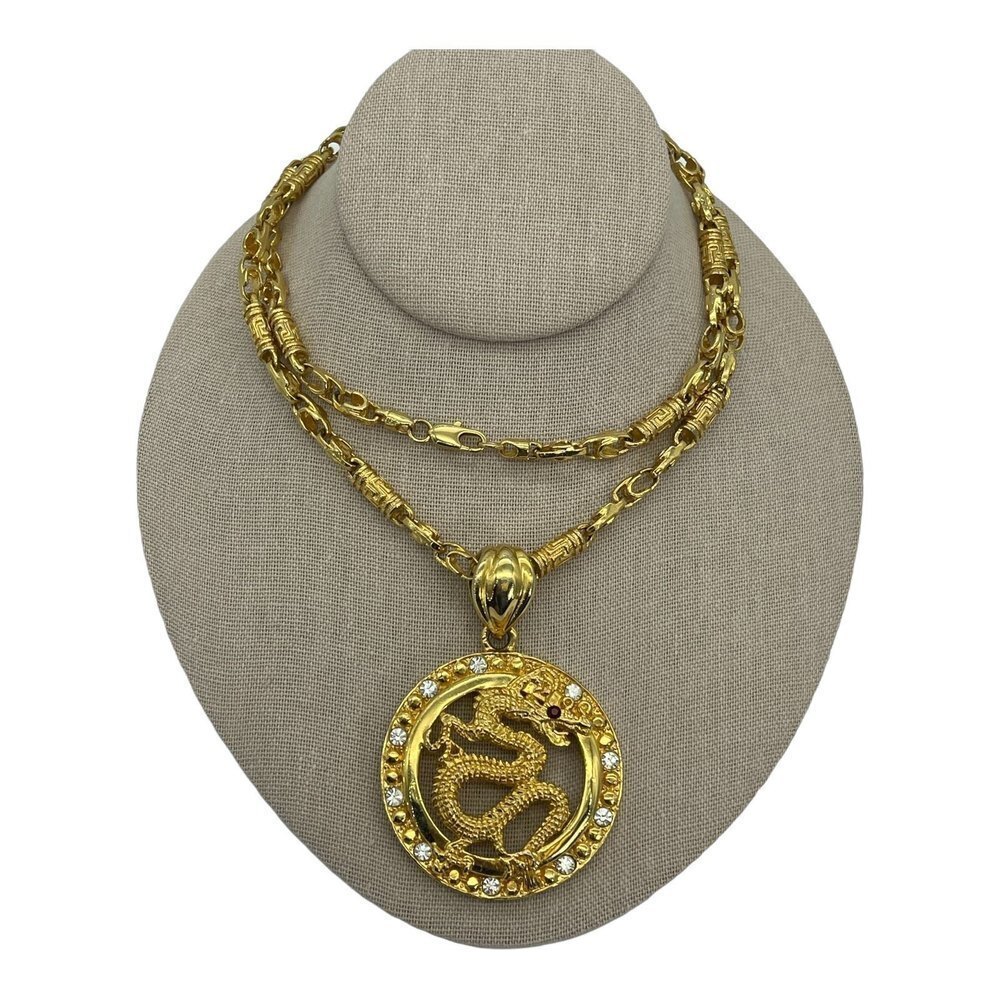 Dragon Pendant Gold Metal Necklace Made with solid metal weighs 118 grams